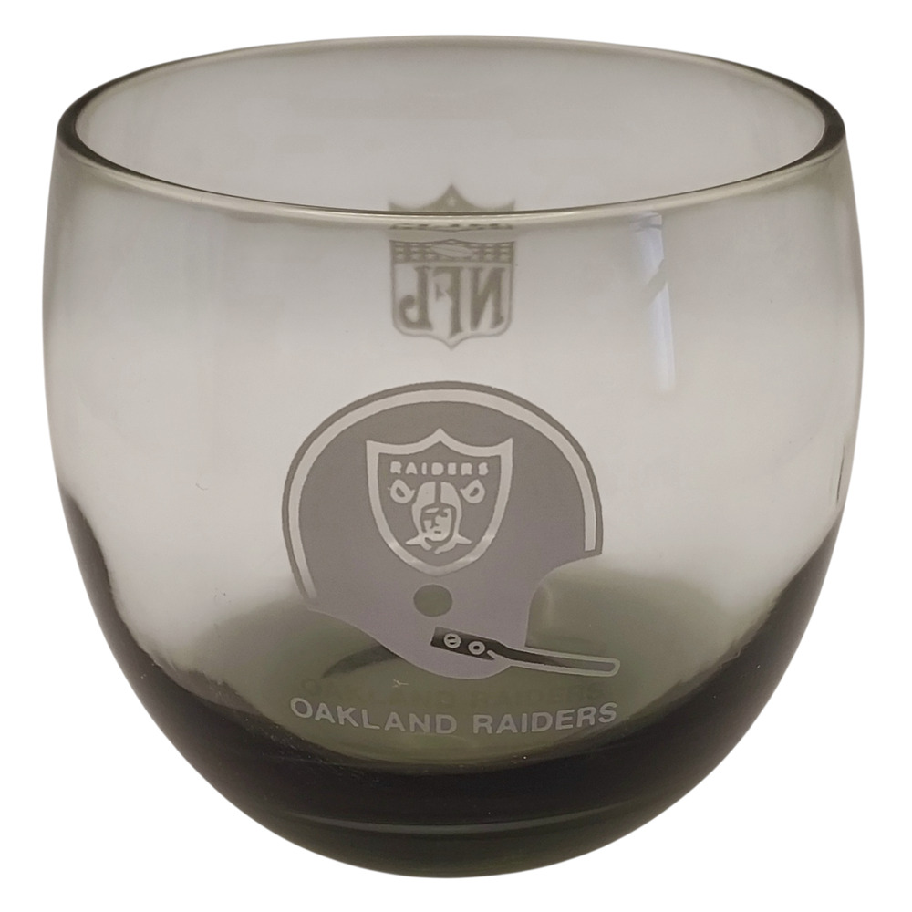 VTG 70s NFL Oakland Raiders Smoked Roly Poly Lowball Glass Collectible-Set Of 6